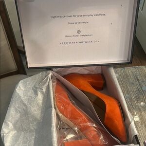 Marc Fisher Bold Orange Block Heels